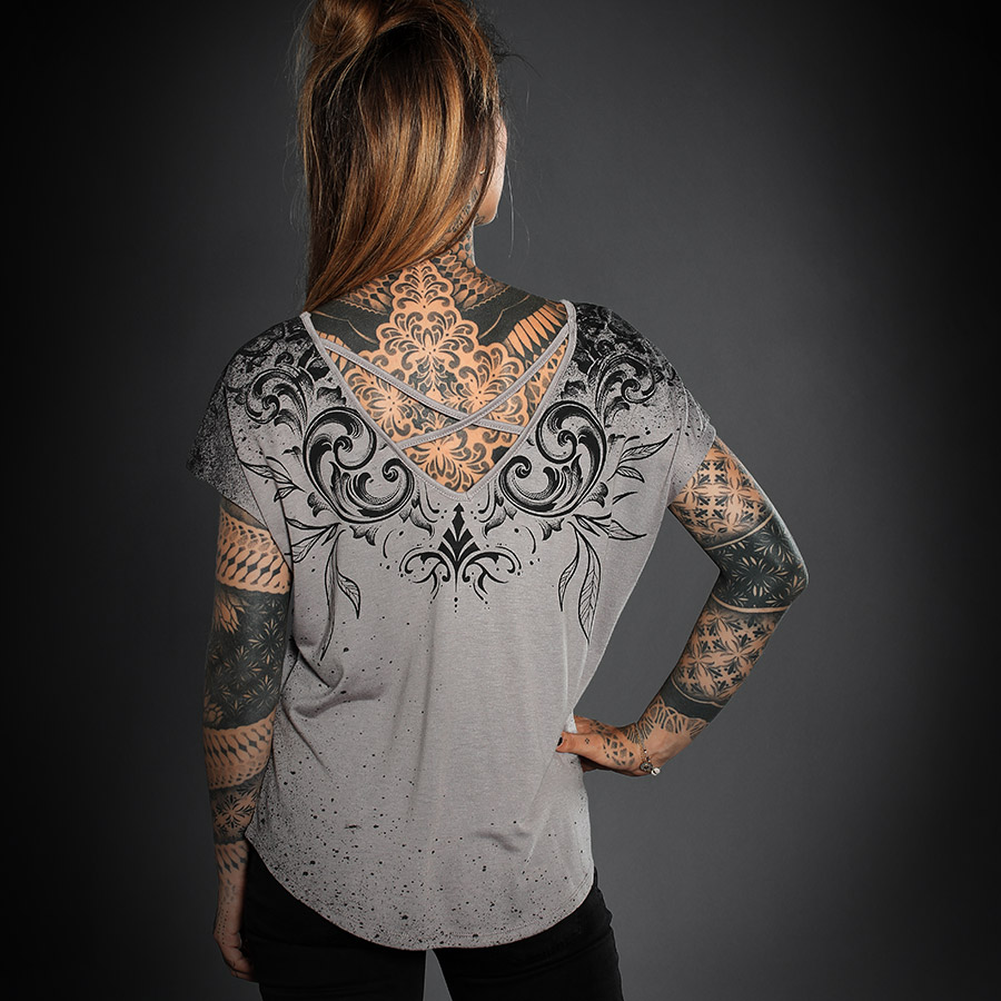 T-SHIRT FEMME SKULLWINGS GREY