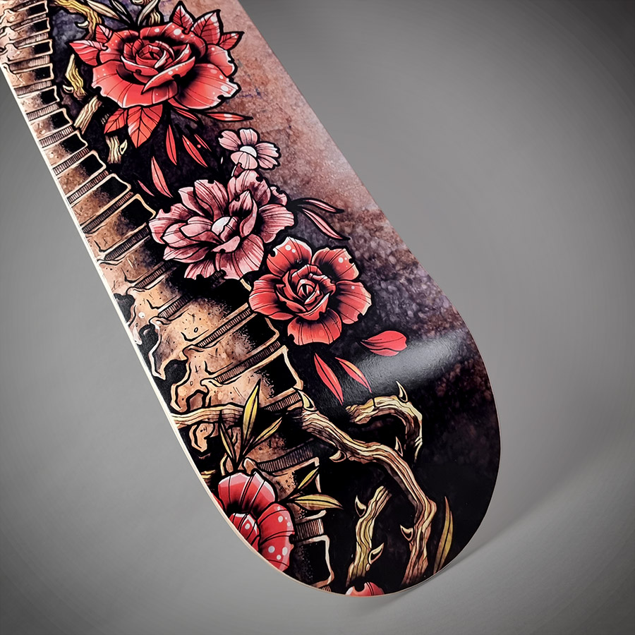 SKATEBOARD DECO SKULL & ROSES